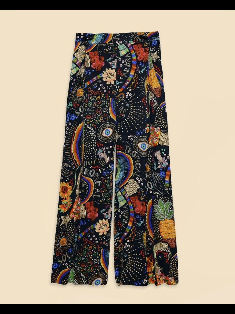 Farm Rio Wide-Leg Pants Borogodo Print - Picture 5 of 7